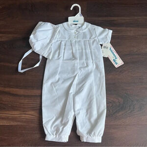 Vintage Christening By Alexis Peter Pan Collar Infant Romper & Hat 6mo heirloom